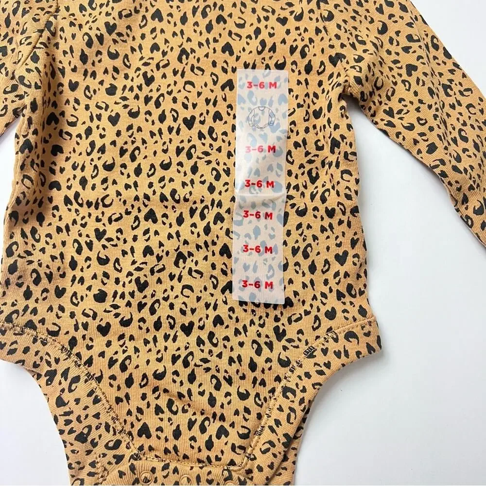Old Navy Baby Girl Crew Neck Animal Print One-piece Long Sleeve Sz 3-6 M